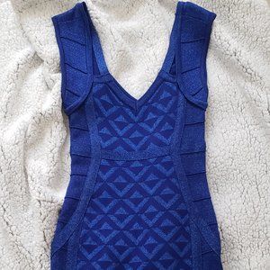 Blue Sparkly Fitted Sheath Dress Size M Medium
